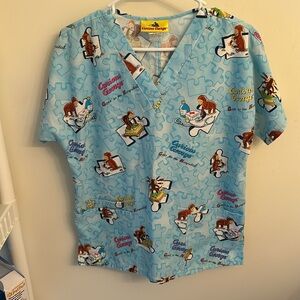 Curious George medical scrub top size XS